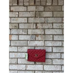 Badgley Mishka Diamond Quilt Convertible Crossbody Bag - Red - New